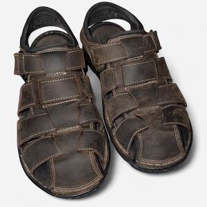 Rockport Men's Brown Closed Toe Leather Sandals (Size 9.5 WIDE)